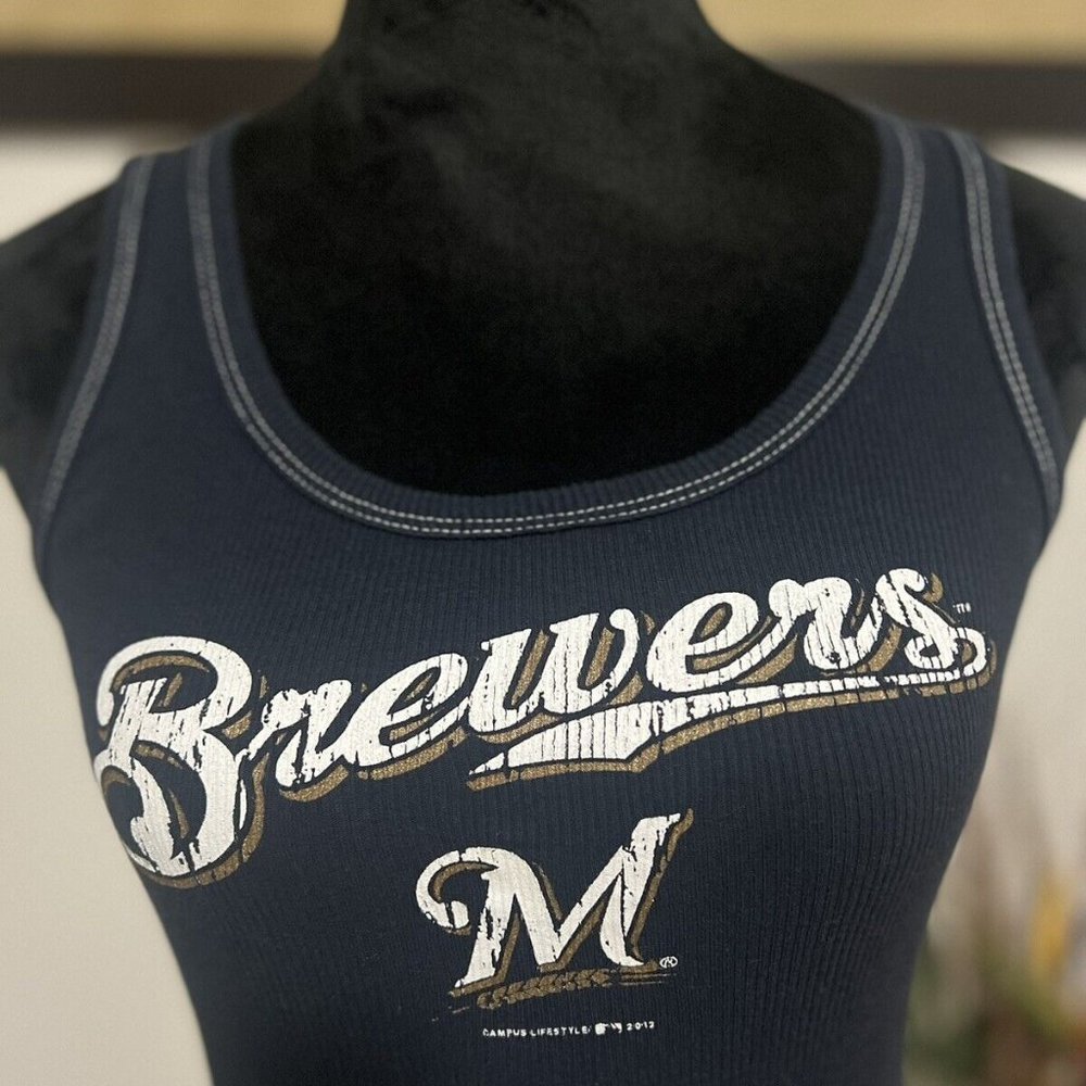 Genuine Merchandise Milwaukee Brewers MLB Women's Navy-Blue Tank Top Medium - Picture 2 of 5